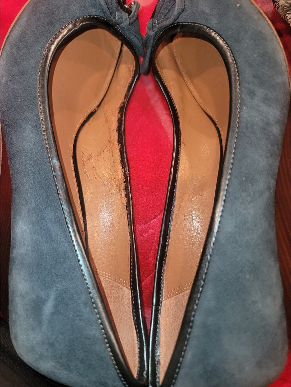 PRIVATE LISTING COACH SUEDE TEAL WEDGE HEELS 9 - Picture 8 of 10